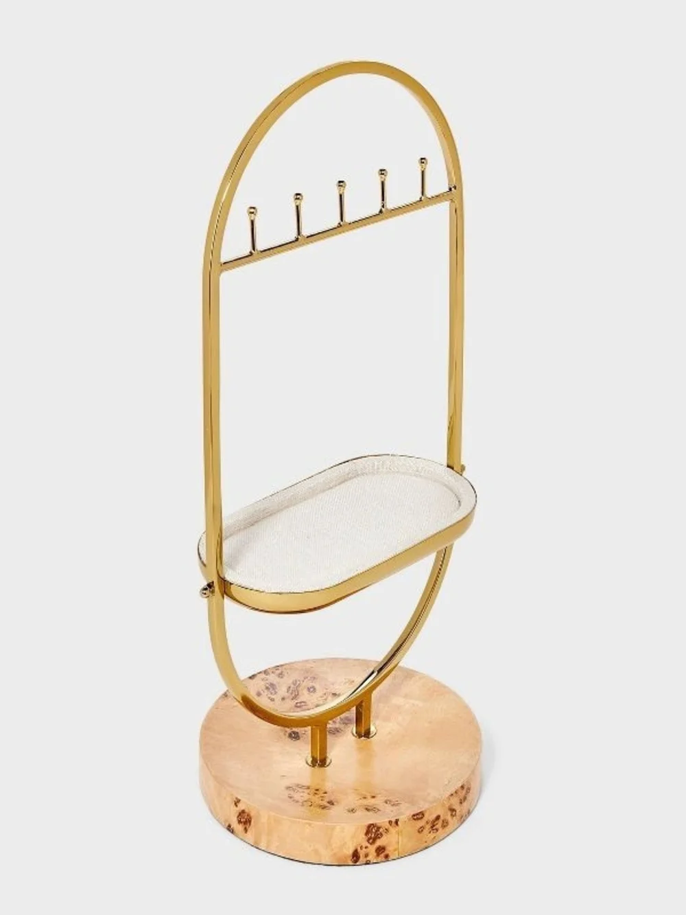 Oval Burlwood Standing Jewelry Organizer